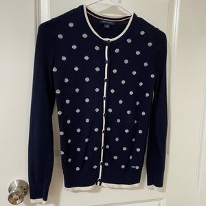 Dark blue sweater with white dots
